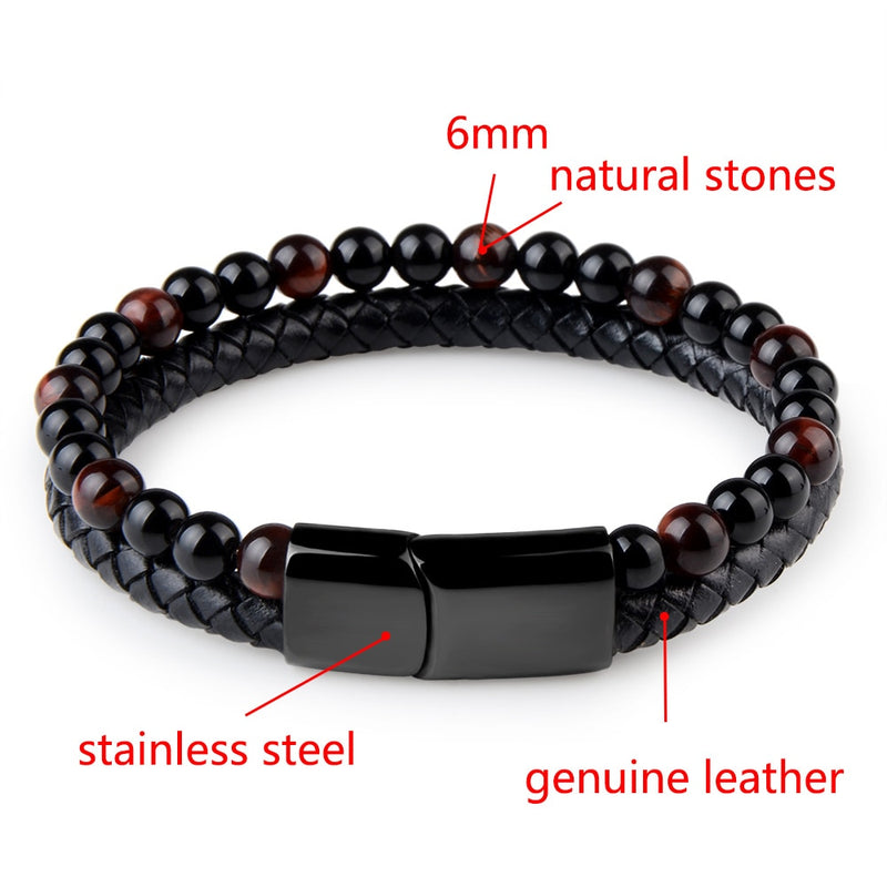Blood Stone Leather Wrap Bracelet Kit (6mm Semi-precious Stone) –