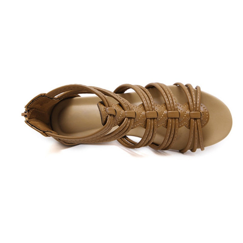 New Arrival Women Shoes Comfort Rome Gladiator Casual Beach Sandals Woman Summer Zip Sandalias Large Size 35-42E388
