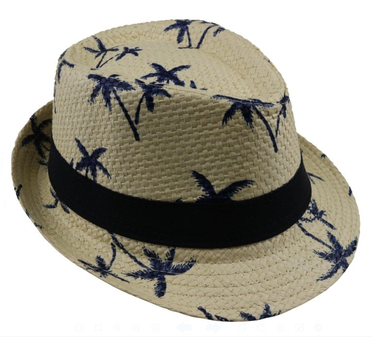 LNPBD hot sale straw Sun hat kids  Beach Sun  hat Trilby panama Hat handwork for boy girl Children 4 colour