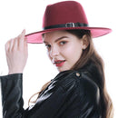 WELROG Black Red Fedora Hats For Women Imitation Wool Fedoras Panama Felt Hat Men Jazz Hats Trilby Chapeau Femme Caps