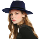 WELROG Black Red Fedora Hats For Women Imitation Wool Fedoras Panama Felt Hat Men Jazz Hats Trilby Chapeau Femme Caps
