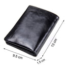 CONTACT'S Genuine Leather Oil Wax Men's Wallet Black Short Wallets for Men Portomonee Male Card Holder Carteira Masculina Walet