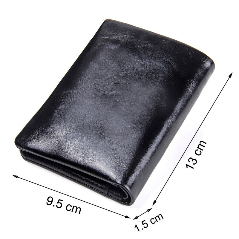 MANBANG Mens Wallet Zipper Genuine Leather RFID Card Holders Cowhide Zip Coin Pocket Bifold Wallets for Men