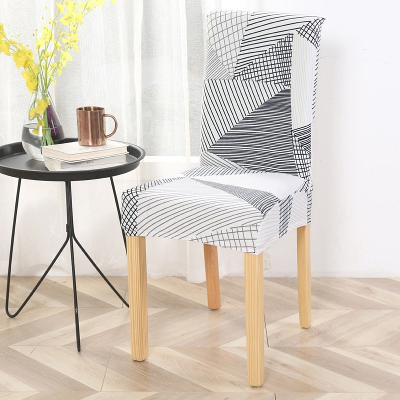 Square lattice printed stretch chair cover for dining room office banquet chair protector elastic material armchair cover