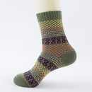 PEONFLY National Style Multi Colorful Geometric Square Printing Men Socks Thick Rabbit Wool Warm Male Retro Socks