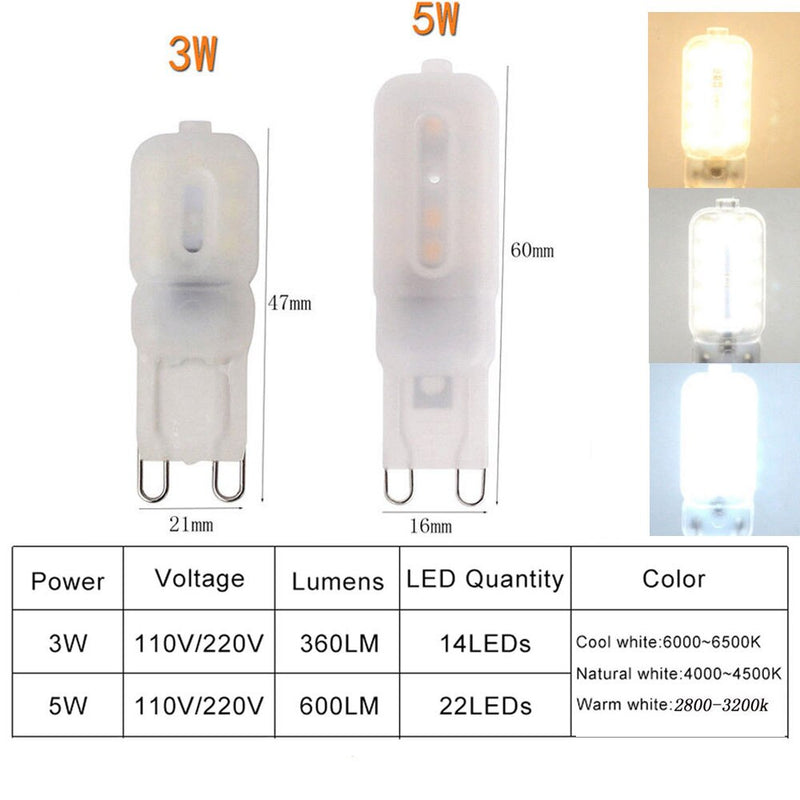 G9 LED Light Dimmable bulb 3W 5W SMD 2835 Spotlight For Crystal Chandelier Replace 20W 30W  Halogen Lamp Lighting AC 220V