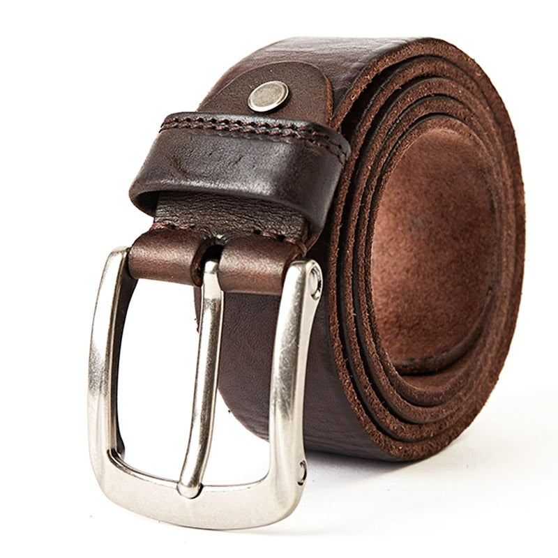 MEDYLA Men Belt Top Layer Leather Casual Belts Vintage Handmade Design Pin Buckle Genuine Leather Belts Male Waistband MD619