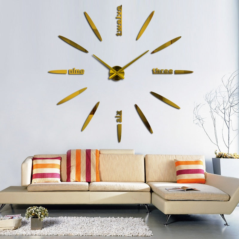 New Wall Clock Clocks Watch Stickers Diy 3d Acrylic Mirror Home Decoration Quartz Balcony/courtyard Needle Modern hot