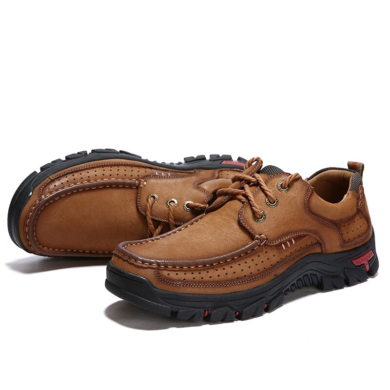 New High Quality Men's shoes 100% Genuine Leather Casual Shoes Waterproof  Work Shoes Cow Leather Loafers Plus Size 38-48