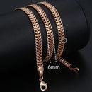 Davieslee Jewelry Sets For Women Men 585 Rose Gold Color Bracelet Necklace Set Double Cuban Weaving Bismark Chain Jewelry LCS04