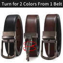 Men Genuine Leather Belt 100cm 110cm 120cm 130cm 140cm 150cm 160cmReversible Buckle Brown and Black Business Dress Belts for Men