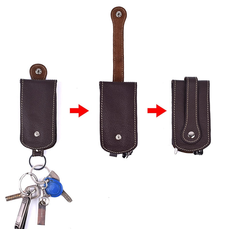 Soft Genuine Leather Keychain Housekeeper Case Wallet EDC Women Hasp C