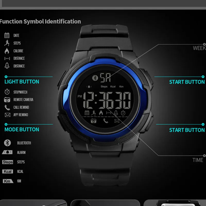 Men Smart Watch Calorie Pedometer Multi-Functions Remote 50M Waterproof Digital Sports Men's SmartWatch Relogio Masculino SKMEI