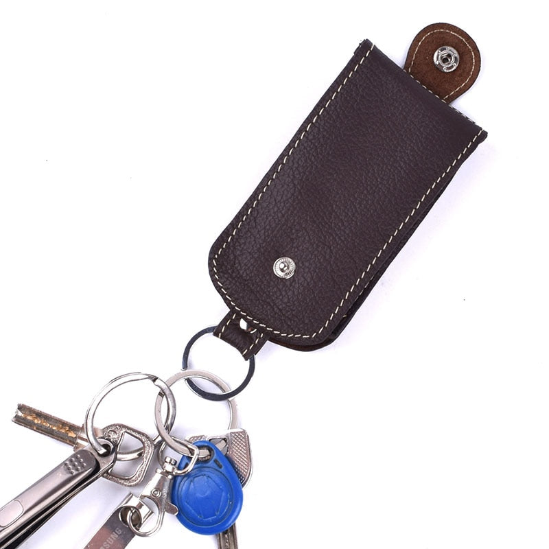 Soft Genuine Leather Keychain Housekeeper Case Wallet EDC Women Hasp Car Key Holder Organizer Bag Men Pull-Style Keys Pouch