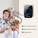 CACAZI Waterproof Home Wireless Doorbell Smart LED Light Calling Bell 300M Remote Battery Button 60 Chimes 5 Volume US EU Plug