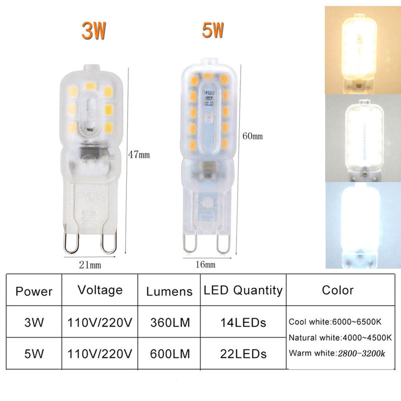 G9 LED Light Dimmable bulb 3W 5W SMD 2835 Spotlight For Crystal Chandelier Replace 20W 30W  Halogen Lamp Lighting AC 220V