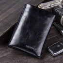 CONTACT'S Genuine Leather Oil Wax Men's Wallet Black Short Wallets for Men Portomonee Male Card Holder Carteira Masculina Walet