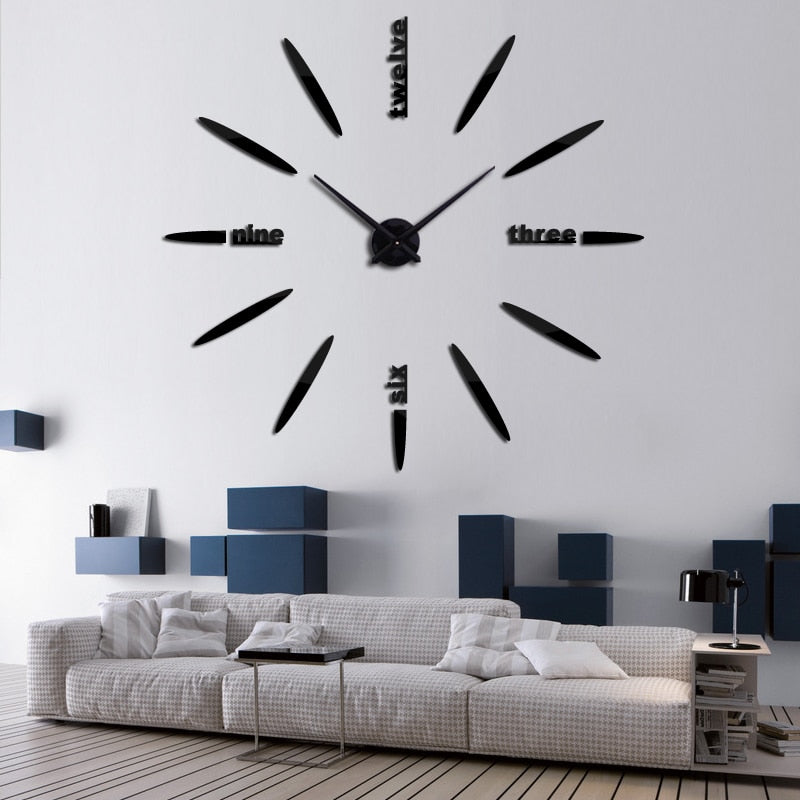 New Wall Clock Clocks Watch Stickers Diy 3d Acrylic Mirror Home Decoration Quartz Balcony/courtyard Needle Modern hot