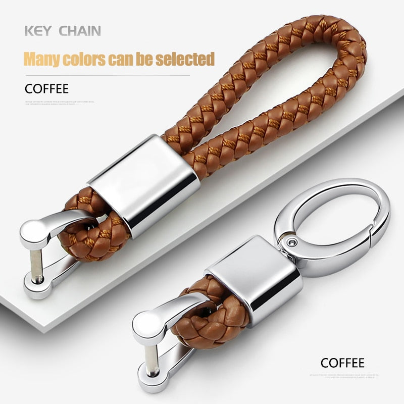 Leather Hand Woven Keychain Metal key rings Chains Best Gifts Car Key Holder For Mercedes Benz VW TOYOTA AUDI BMW Auto Keyring