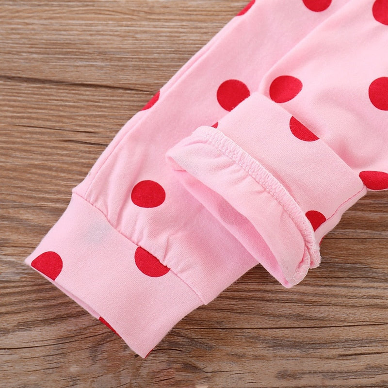 Spring Fall Cotton Newborn Baby Girl Clothes 0-3 Months Polka Dot Unisex Infant Clothes Set Boy 3-piece Clothing With Hat