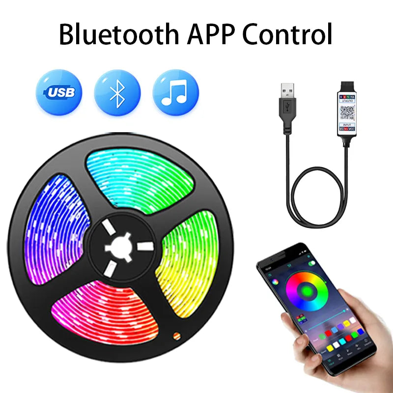 RGB 5050 Led Strip Light Bluetooth App Control 5V USB Led Tape Flexibl