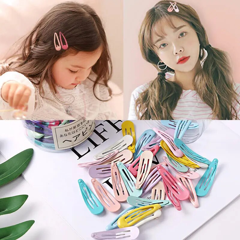 10/20/30/40 New Girls Cute Colorful Waterdrop Shape Hairpins Sweet Hair Clips Kids Barrettes Slid Clip Fashion Hair Accessories
