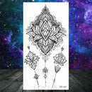 Owl Moth Jewelry Temporary Tattoo For Women Men Mandala Henna Flower Tattoo Mehndi Fake Pendants Geometric Tatoo Chest Back Lace