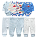 4pcs Baby Bodysuits+4pcs Baby Pants Newborn Clothes Sets Cotton Suits girls boys