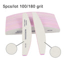 3/5/10Pcs Professional Nail File 80 100 180 Grit Unhas De Gel Nail Files Sandpaper Moon Style Acrylic Nail File Art Tools
