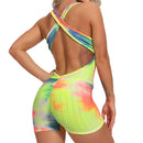 Printed Sexy Backless Playsuit Fitness Tights Jumpsuits Costume Sport Suit Gym Bodysuit Tracksuit For Women