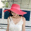 K60 Women Hat Beach Big Brim Straw Seaside Sun Hat Travel Women Panama Sun Protection Felt hat UPF 50+ Sun Visor