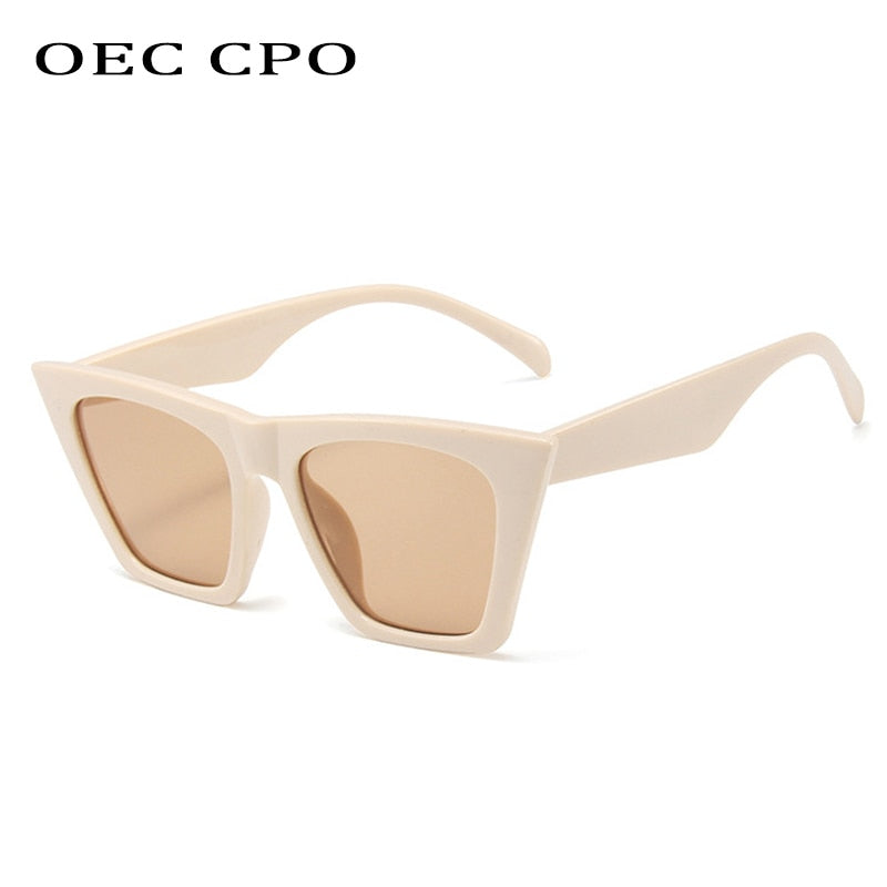 OEC CPO New Fashion Cat Eye Sunglasses Women Fashion Brand Designer Sun Glasses Female Trend Shades Brown Eyewear UV400 O947