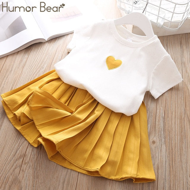 Humor Bear Baby Girl Clothes Fashion New Girls Clothing Sets Kids Clothes Toddler Girl Cute Bow T-shirt+ Pants Set