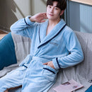 Lovers Coral Fleece Robe Warm Sleepwear Women Men Thicken Flannel Bathrobe Lounge Nightgown Home Clothes Bigsize