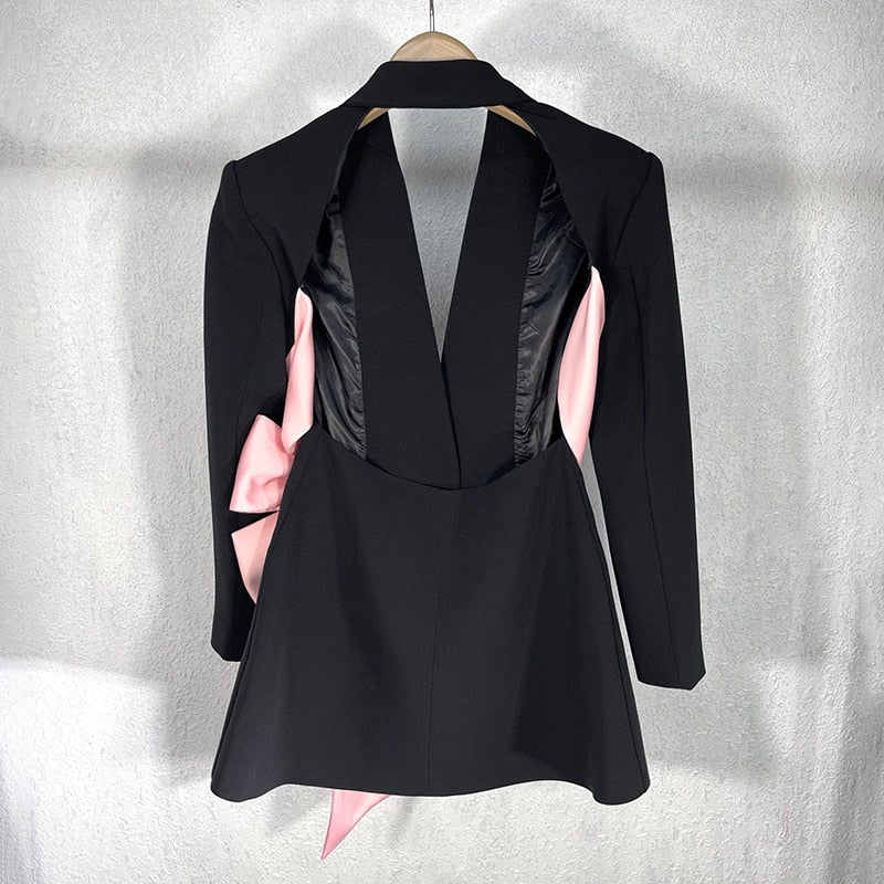 TWOTWINSTYLE Colorblock Casual Women's Coat Notched Long Sleeve Patchwork Diamond Slim Female Blazer Clothing