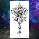Owl Moth Jewelry Temporary Tattoo For Women Men Mandala Henna Flower Tattoo Mehndi Fake Pendants Geometric Tatoo Chest Back Lace