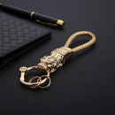 Honest Luxury Men Women Car Keychain Leapard Dragon Genuine Leather Rope Key Ring for Male Jewelry Creativity Gift Wholesale