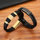 XQNI Woven Leather Rope Wrap Special Style Classic Stainless Steel Men&