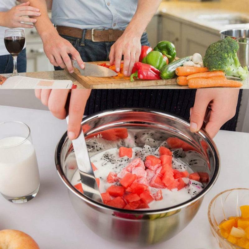 Stainless Steel Mixing Bowls (Set of 5) Silicone Bottom Nesting Storage Salad Bowls Meal Mixing Prepping 1.5-2 - 2.5-3.5 -5QT