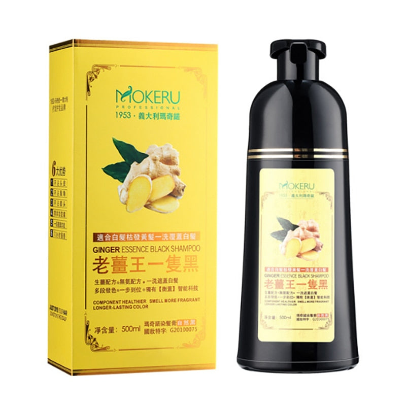 Mokeru Natural Ginger 5 Minutes Fast Hair Dye Shampoo Organic Hair Dye Permanent Black Shampoo For Women Cover White Gray Hair