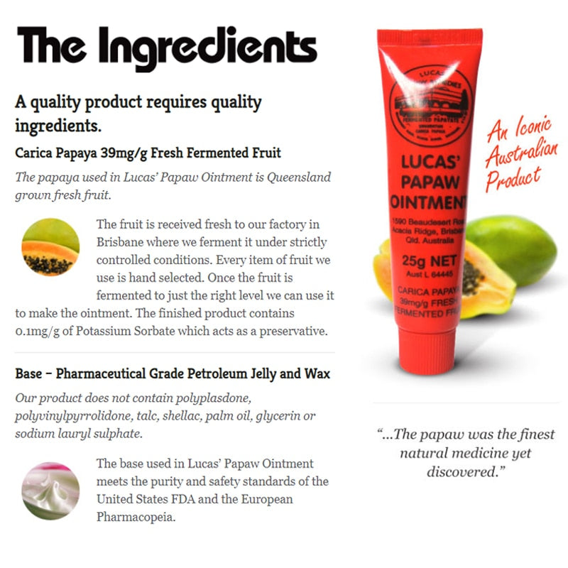 Australia Lucas PAPAW Ointment Diaper Rash Cream Wound Care Papaya Skin Rash Cream for insect bites nappy rash 25g/75g