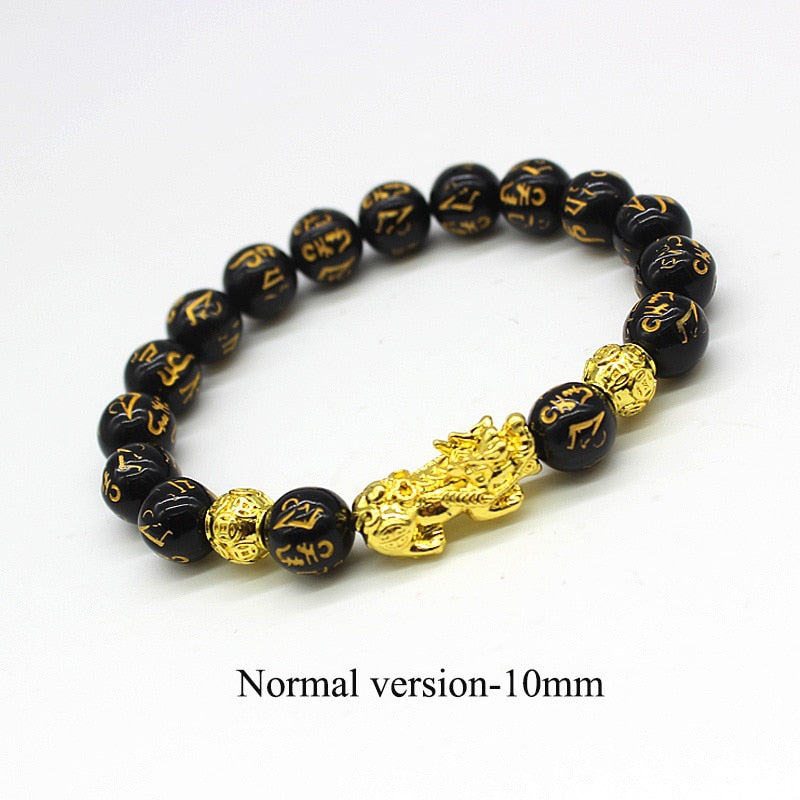 2PCS Obsidian Stone Beads Bracelet Pixiu Bracelet Black Wealth Bracelet Feng shui Bracelets Luck Bracelet for Women Men