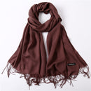 Solid Color Soft Women Scarf Cashmere-like Scarves Lady Thin Shawls Wraps Pashmina Femal Hijab Headband