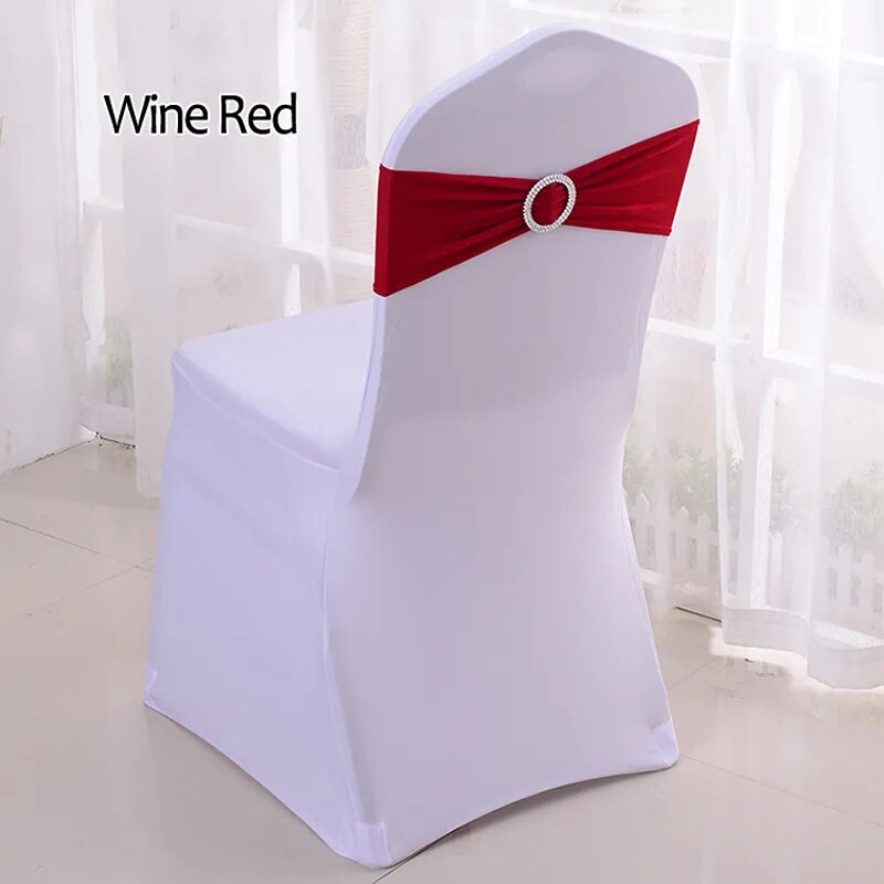 50pcs/lot Spandex Chair Sash Bands With Buckle Wedding Lycra Chair Band For Chair Cover Party Birthday Banquet Chair Decoration