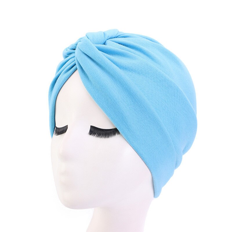 New Muslim Women Pearl Beading Elastic Turban Hat Cancer Cap Head Wrap cotton twist Chemo Cap Beanie Hijab Caps Headwear