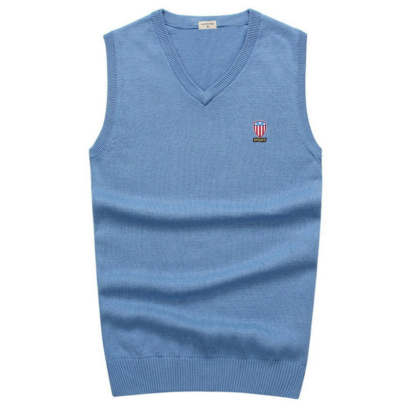 100% Cotton High Quality Mens Slim V-Neck Knitted Vest Casual Sleeveless Mens Sweaters Brand Male Tops M-3XL P8501