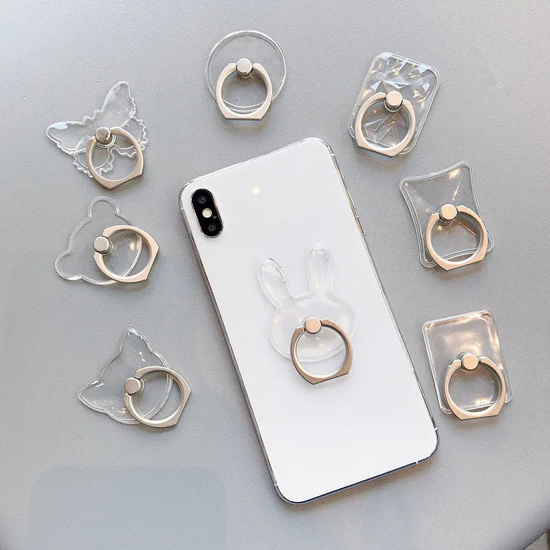 Universal Mobile Phone Holder Stand Finger Ring Magnetic For cute Cell Smart Phone Transparent holder for iphone 11 12 XS MAX