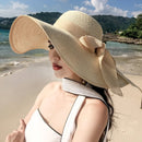 K60 Women Hat Beach Big Brim Straw Seaside Sun Hat Travel Women Panama Sun Protection Felt hat UPF 50+ Sun Visor