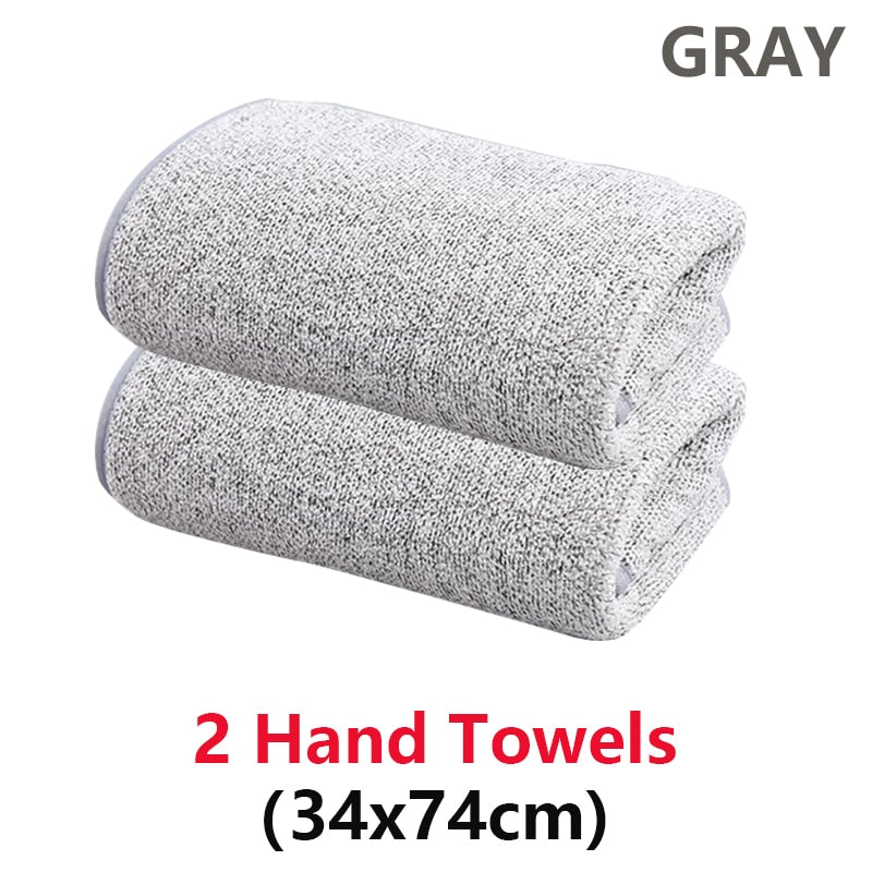 2/4 Pcs Bamboo Charcoal Coral Velvet Bath Towel For Adult Soft Absorbent Quick-Drying Towel Home Bathroom Microfiber Towel Sets