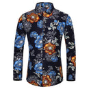Many styles men long-sleeved plus size 7XL shirt fashion rose plant flower printed shirt Hawaii leisure men clothing